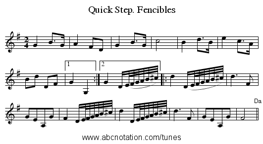 Quick Step. Fencibles - staff notation