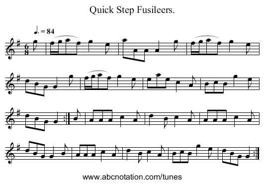 Quick Step Fusileers. - staff notation