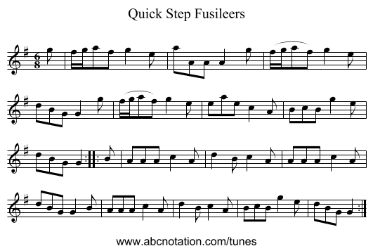 Quick Step Fusileers - staff notation