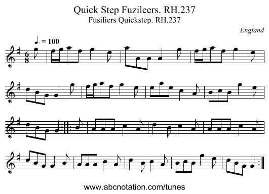 Quick Step Fuzileers. RH.237 - staff notation