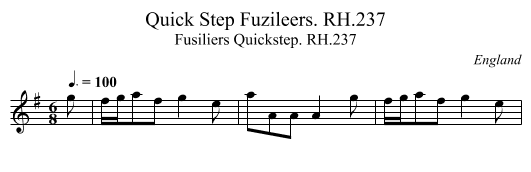Quick Step Fuzileers. RH.237 - staff notation
