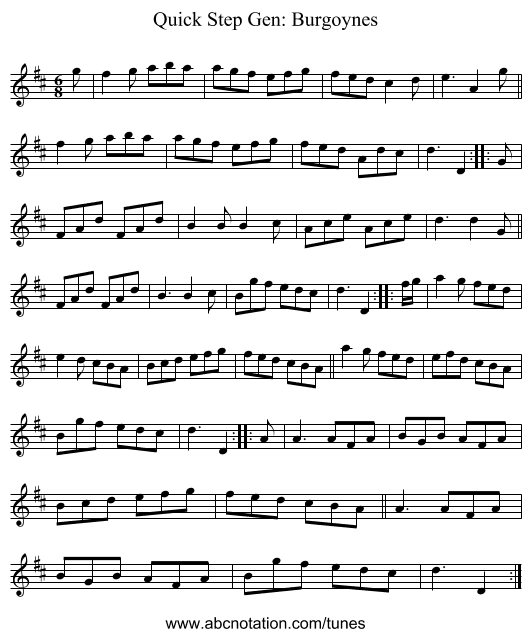 Quick Step Gen: Burgoynes - staff notation