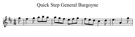 Quick Step General Burgoyne - staff notation