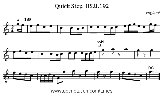 Quick Step. HSJJ.192 - staff notation