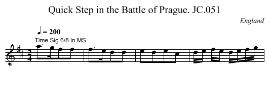 Quick Step in the Battle of Prague. JC.051 - staff notation