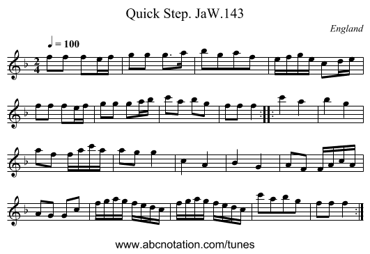 Quick Step. JaW.143 - staff notation