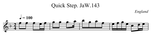 Quick Step. JaW.143 - staff notation