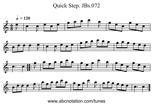 Quick Step. JBs.072 - staff notation