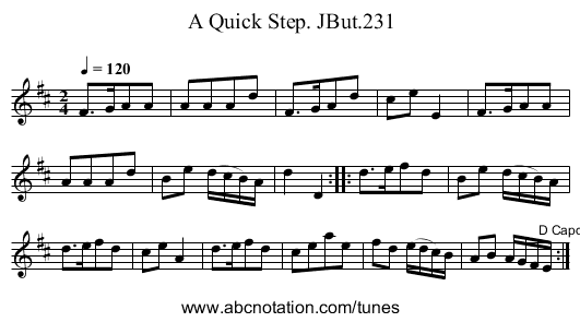 Quick Step. JBut.231, A - staff notation
