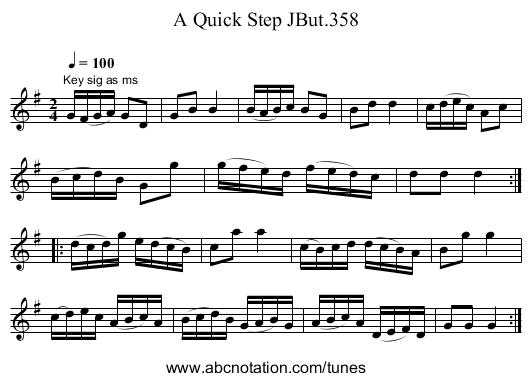 Quick Step JBut.358, A - staff notation