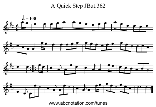 Quick Step JBut.362, A - staff notation