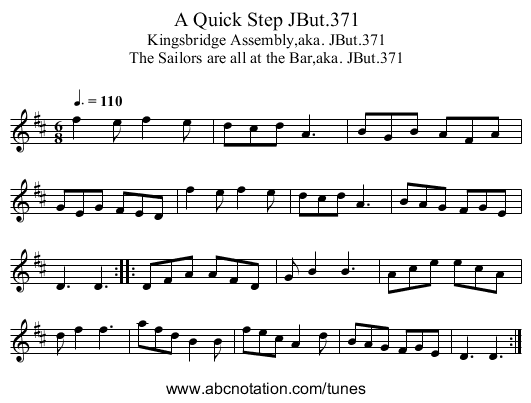 Quick Step JBut.371, A - staff notation