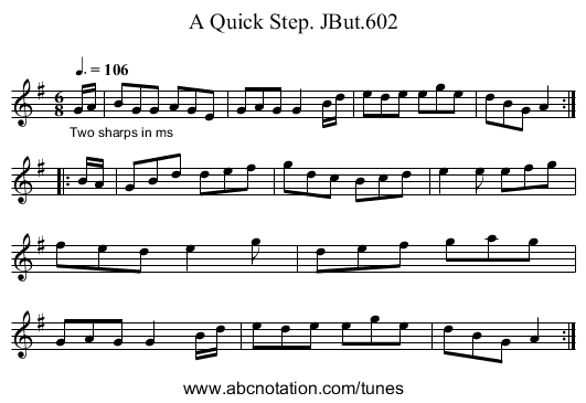 Quick Step. JBut.602, A - staff notation