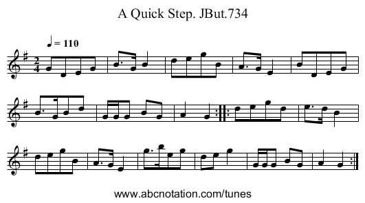 Quick Step. JBut.734, A - staff notation
