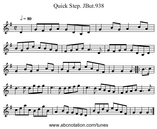 Quick Step. JBut.938 - staff notation