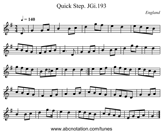 Quick Step. JGi.193 - staff notation