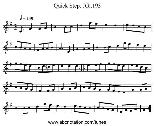 Quick Step. JGi.193 - staff notation