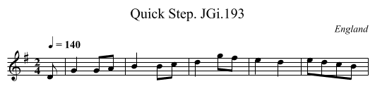 Quick Step. JGi.193 - staff notation