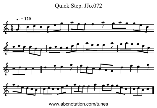 Quick Step. JJo.072 - staff notation