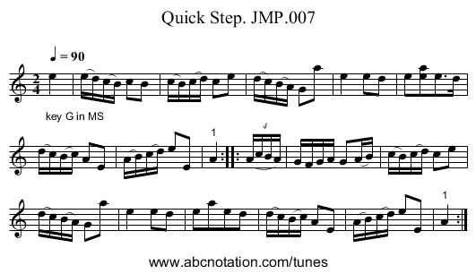 Quick Step. JMP.007 - staff notation