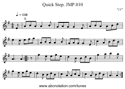 Quick Step. JMP.010 - staff notation