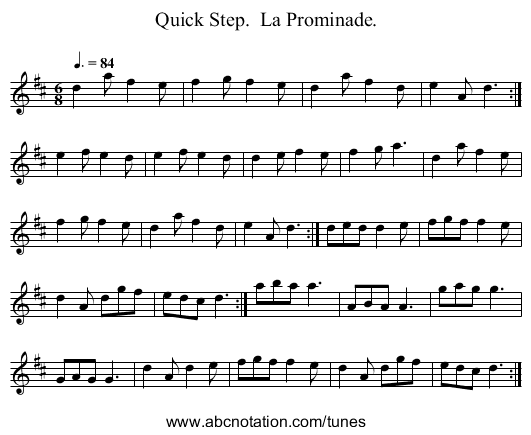 Quick Step.  La Prominade. - staff notation