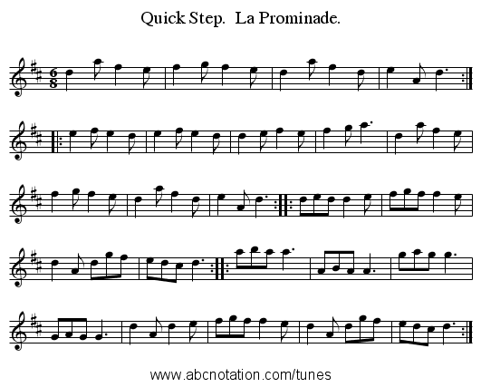 Quick Step.  La Prominade. - staff notation