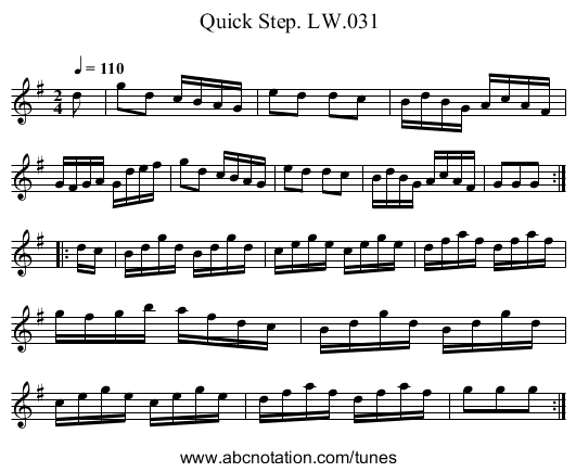 Quick Step. LW.031 - staff notation