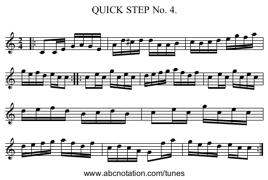 QUICK STEP No. 4. - staff notation