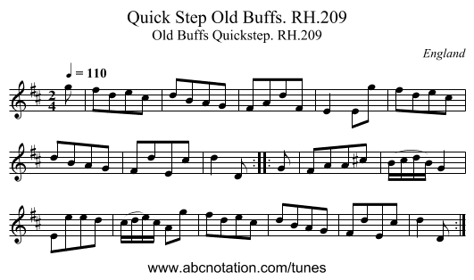 Quick Step Old Buffs. RH.209 - staff notation