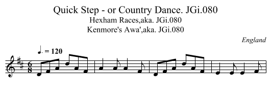 Quick Step - or Country Dance. JGi.080 - staff notation