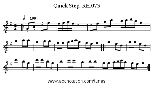 Quick Step. RH.073 - staff notation