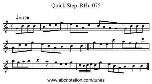 Quick Step. RHu.075 - staff notation