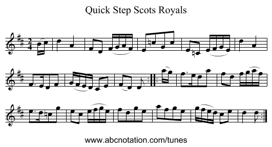 Quick Step Scots Royals - staff notation