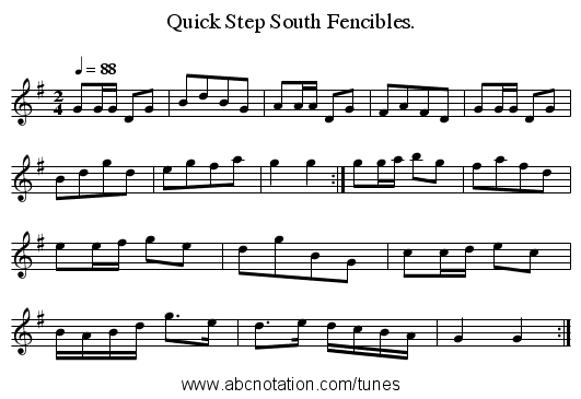 Quick Step South Fencibles. - staff notation