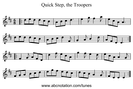 Quick Step, the Troopers - staff notation