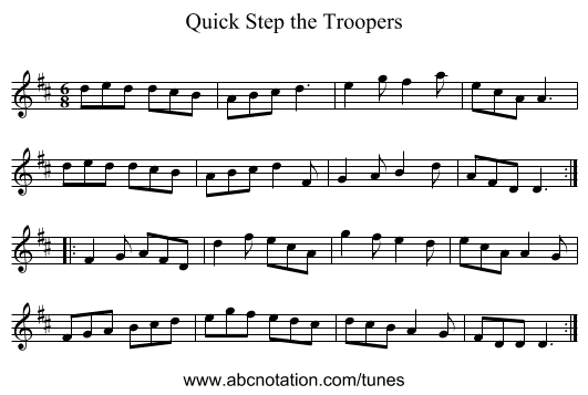 Quick Step the Troopers - staff notation