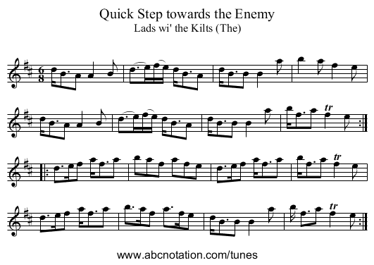 Quick Step towards the Enemy - staff notation
