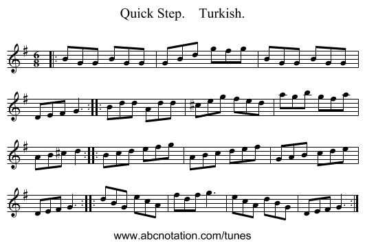 Quick Step.    Turkish. - staff notation