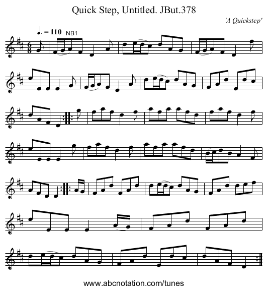 Quick Step, Untitled. JBut.378 - staff notation