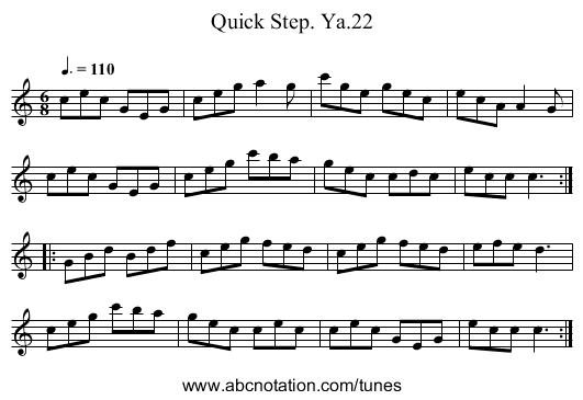 Quick Step. Ya.22 - staff notation