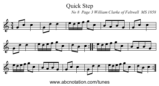 Quick Step - staff notation