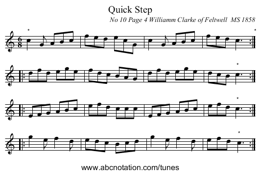 Quick Step - staff notation