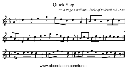 Quick Step - staff notation