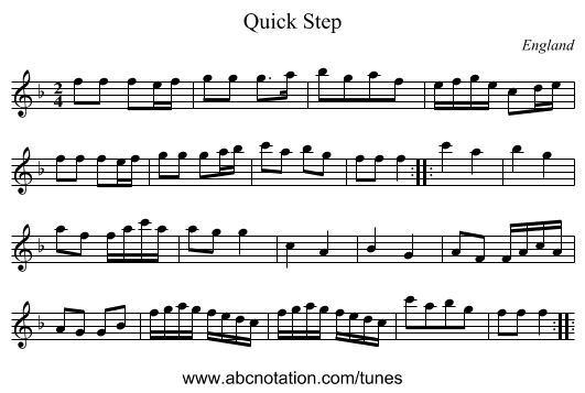 Quick Step - staff notation