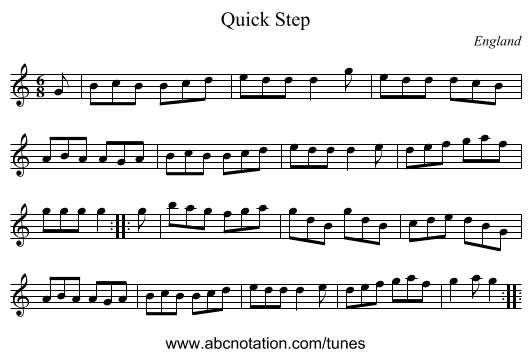 Quick Step - staff notation