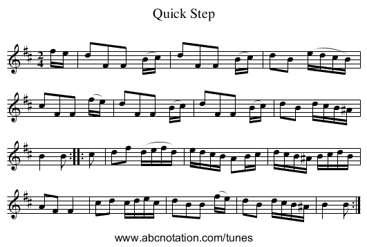 Quick Step - staff notation
