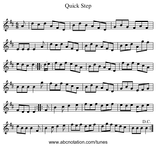 Quick Step - staff notation