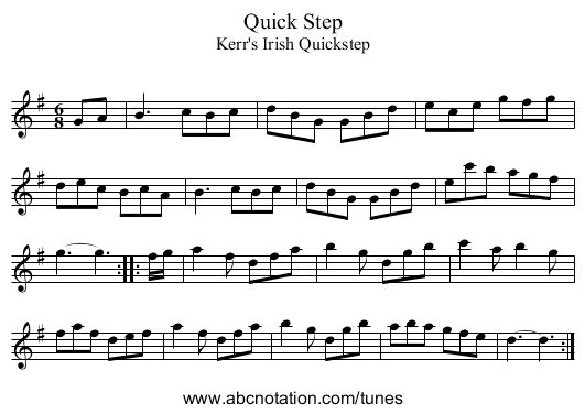 Quick Step - staff notation