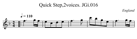 Quick Step,2voices. JGi.016 - staff notation